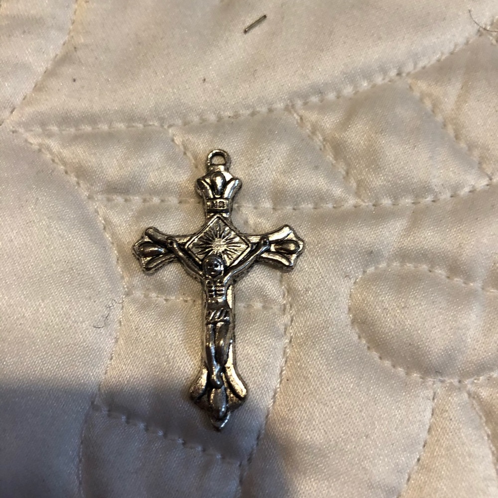 Pewter cross silver tone